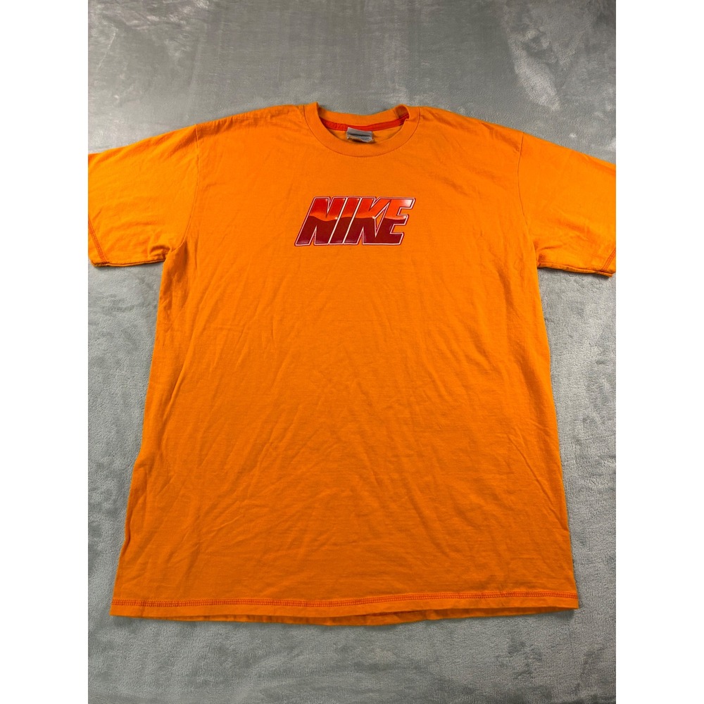Nike Vintage Orange Graphic T-Shirt Mens XL Red Gradient Swoosh Logo Tee